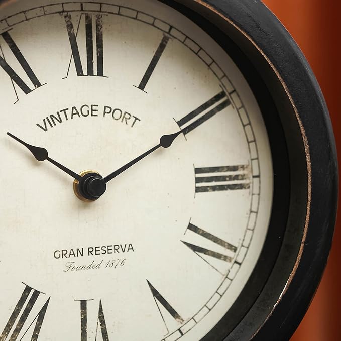 NIKKY HOME Mantel Clock, Retro Desk Clock Silent-Non-Ticking Battery Operated Wooden Mantel Clock for Living Room, Bedroom, Shelf Decoration, Fireplace, Farmhouse Decor