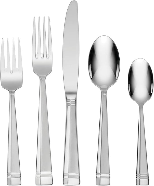 Oneida T078045AL20 Amsterdam 45 Piece Everyday Flatware Set, Service For 8