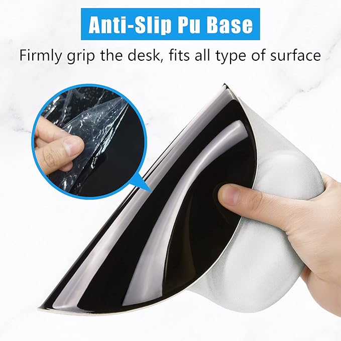 Hsurbtra Ergonomic Mouse Pad with Wrist Rest Support, Gel Mouse Pads with Non-Slip PU Base, Pain Relief Memory Foam Computer Mat, Cute Office Supplies Desk Decro Accessories, Ivory White