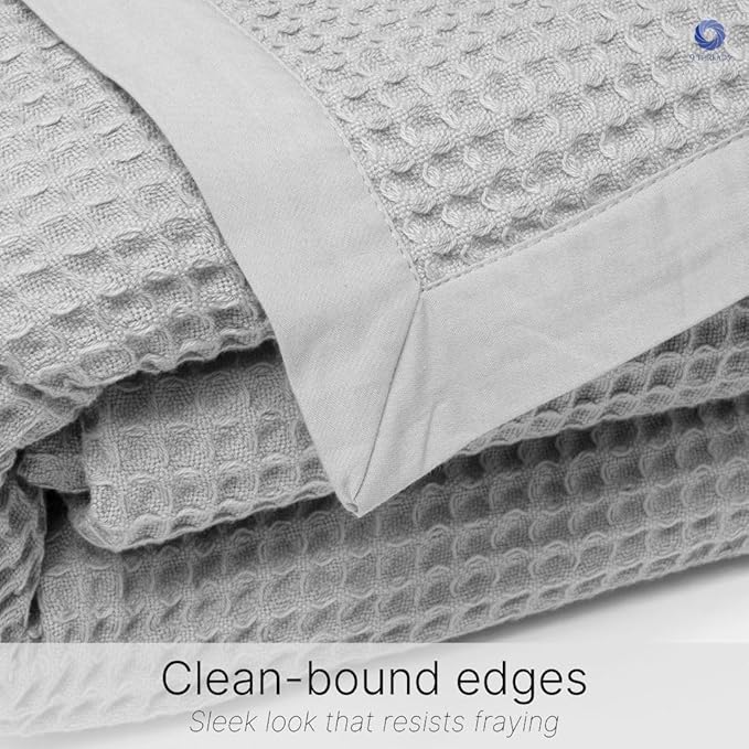 GOTS Certified Organic Cotton Waffle Weave Blanket, Queen Bed Size, 90"X90"Cozy Throw Blanket for Couch, Modern Home Decor, Throw Blankets,Waffle Blanket, Soft Bed Blankets -Scottish Grey