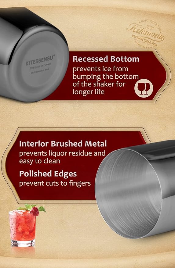 KITESSENSU Cocktail Shaker Set, Stainless Steel Martini Shaker Set with 24 Ounce Cocktail Mixer with Drink Shaker, Measuring Jigger, Bar Spoon & Drink Recipe Guide, Black