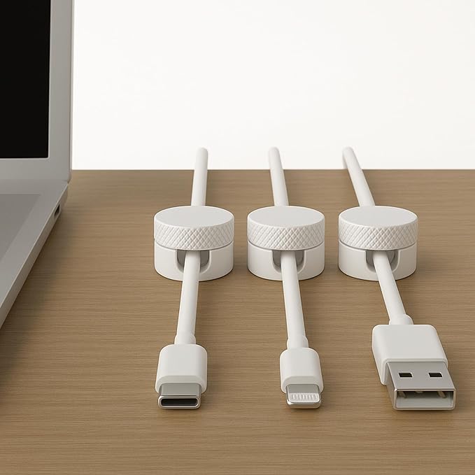 3PCS Cord Holder for Nightstand, Computer Cord Organizer for Desk, Appliance Cord Organizer, Stick-On Cable Clip for Charger, Laptop, USB, Headphones, Wire Management Set