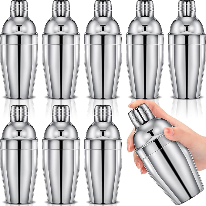 Nitial 9 Pcs Bar Cocktail Shaker Professional Stainless Steel Martini Drink Mixer with Built-in Strainer for Bartending No Leaks Boston Shaker for Bar Party Drink Mixing Tool(11.8 oz)