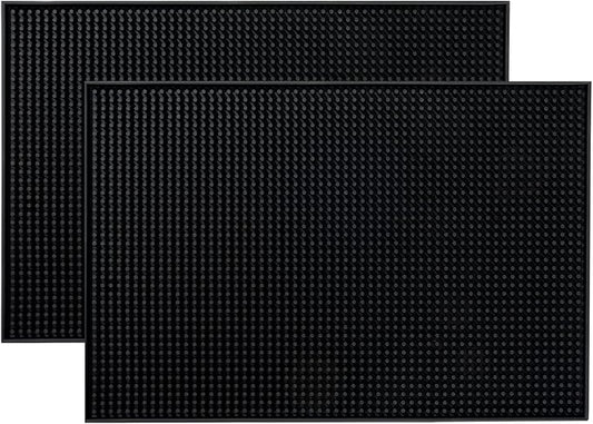 PVC Bar Service Mat for Cocktail Bartender 18x12 inches (Black 2-Pack)