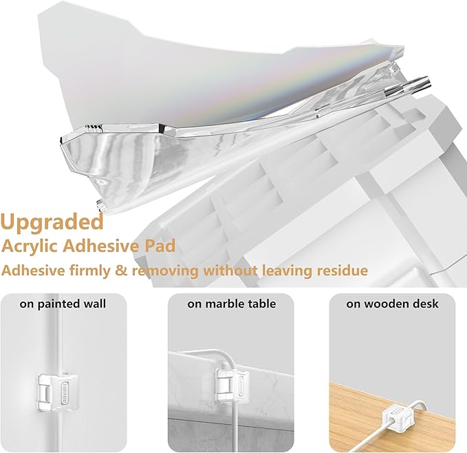 6 Pack Kailfee Magnetic Cable Clips - Smooth Adjustable Strong Magnet Adhesive Wire Organizer - 7.5mm Slot for All Cords - Ideal for Under Desk, Home, Office & Car - 6 pc White