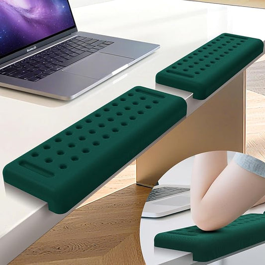 L-Shaped Desk Edge Cushion, 2 PCS Elbow Rest for Desk with Ergonomic Support, Memory Foam Elbow Pad & Arm rest for Palm, Wrist & Forearm, Non-slip & Separate Design, Office & Home, Dark Green