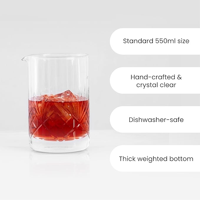 A Bar Above Botanica Cocktail Mixing Glass, Thick, Sturdy Glass Beaker, to Mix and Stir Cocktails, Drink Mixer for Bar Mixing Set, Basic, Professional, or Home Bar Accessories, 18oz