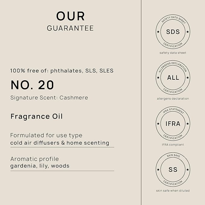 VINEVIDA [16 Fl Oz] Cashmere Fragrance Oil for Cold Air Diffusers, Essential Oils for Diffuser Oil Refill & Air Freshener Room Spray