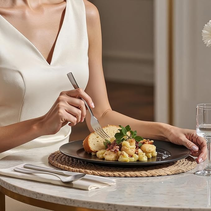 HIKAA 20-Piece Silverware Set for 4, Heavy Duty Stainless Steel Flatware Cutlery Set For Home Kitchen Restaurant Hotel, Kitchen Utensils Set, Matte Satin, Dishwasher Safe