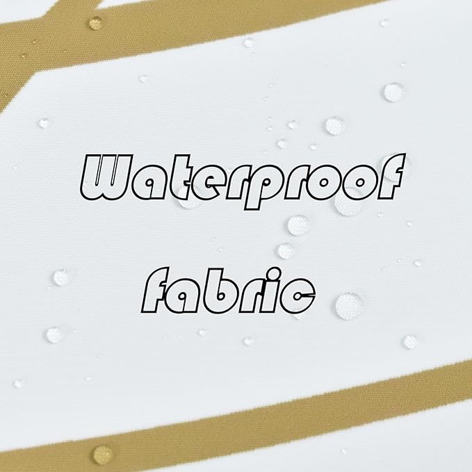 Punkray Gold Light Brown and White Striped Wavy Line Polyester Shower Curtain for Bathroom with Hooks, Shower Curtain Set Stripe Bath Curtains Decor Weighted Hem Washable, 72 x 72