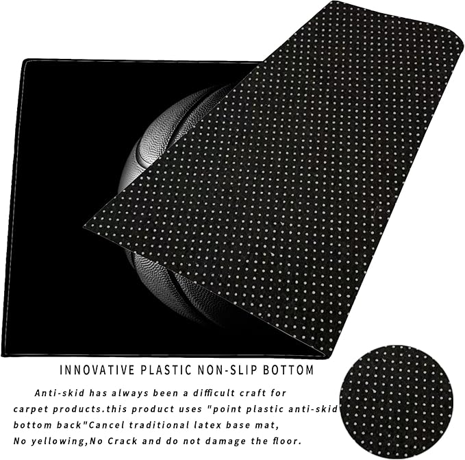 kxry 4 * 6 Feet Black Basketball Soft Area Rugs for Kids Girls Boys Basketball Sports Floor Carpet for Living Room Bedroom Dorms Nursery Rooms Home Decor Aesthetic