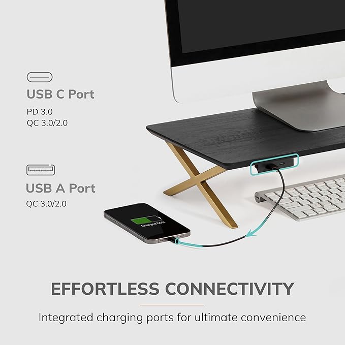 Anji Mountain Monitor Stand - Desktop Organizer & Laptop Riser, Ergonomic Monitor Riser, Space-Saving Monitor Stand for Desk, Durable Construction, Easy Assembly, Ideal for Home & Office,Black