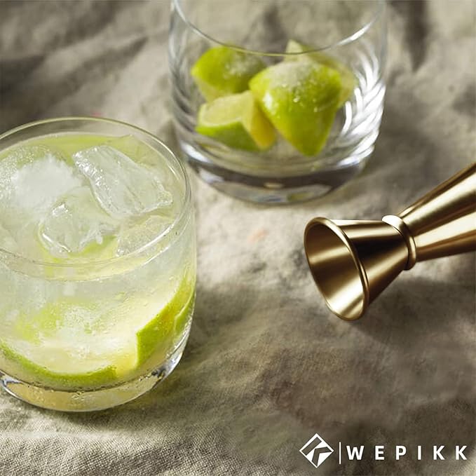 Stainless Steel Cocktail Shaker Set, 24oz/750ml Bartender Kit Includes Strainer and Stir Stick for Home, Bar, Party, Bar Accessories for The Home Bar Set (Gold)