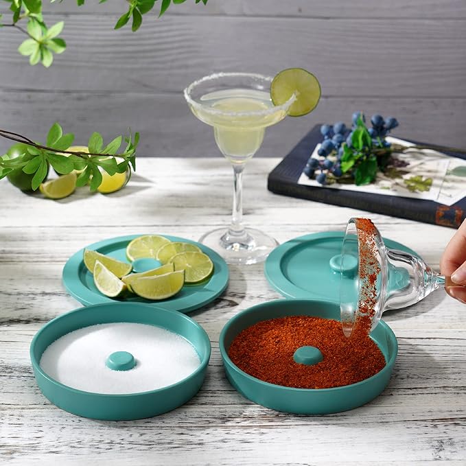 Margarita Salt Rimmer Set of 2 with Lids (Made of Ceramic) Home Bar Accessories Margarita Gift Bartender Kit, Salt Sugar Glass Rimmer for Cocktails, St Patricks Day Accessories Decorations