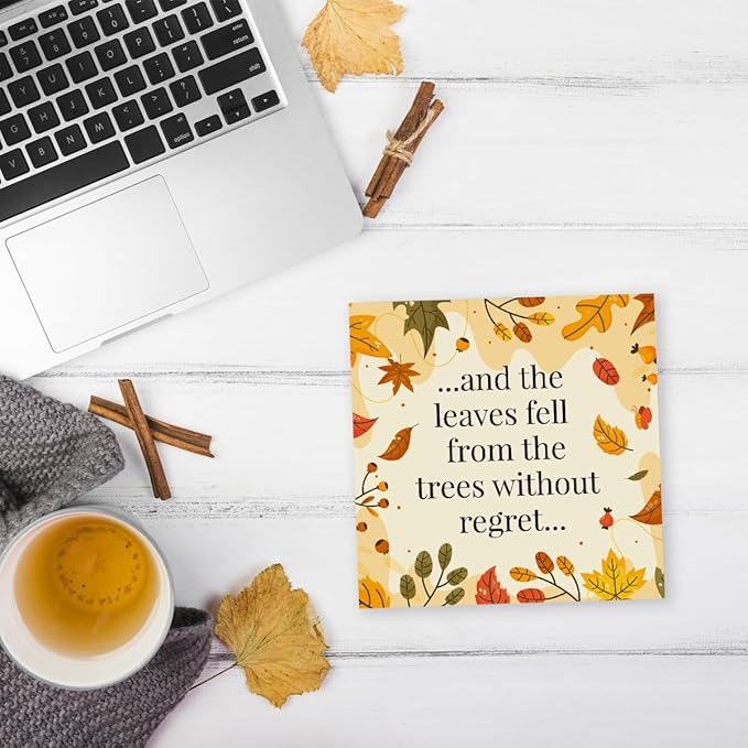 5 x 5 Inch Fall Decor, Wooden Sign, Autumn Home Office Desk Table Cubicle Shelf Decor