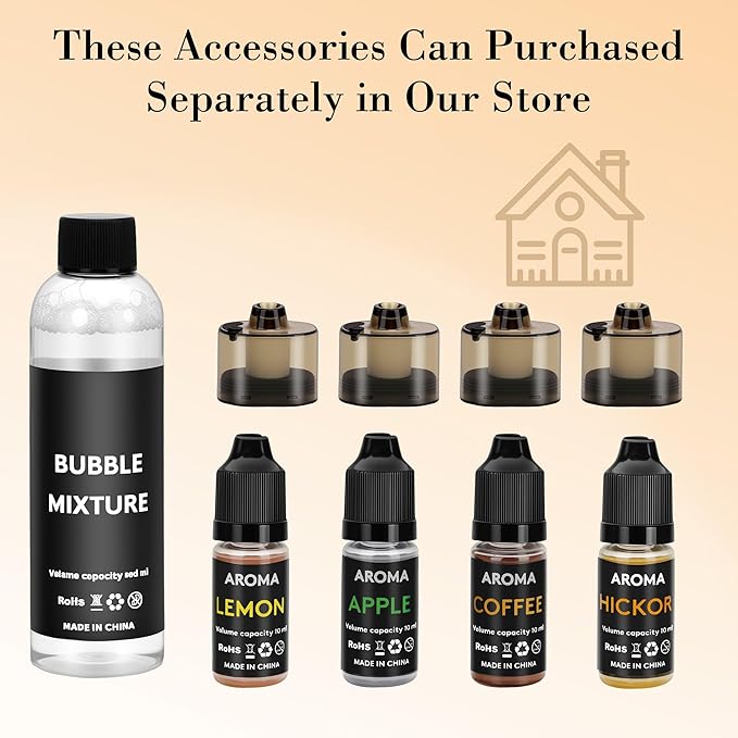 Cocktail Bubble Smoke Gun Accessories, Contains 4 Lemon Flavors, 4 Oil Containers, Suitable for Smoke Bubble Gun (Lemon Flavor)
