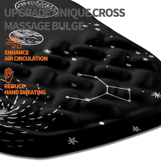 Ergonomic Slope Mouse Pad Wrist Support, Wrist Rest Mousepad for Carpal Tunnel Pain Relief with Massage Bulge and Slow Rebound Memory Foam (12x8 inch, Galactic System)