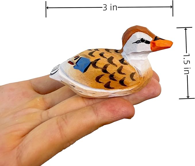 Mallard Duck Decor Wooden Animal Figurines Little Ducks Funny Desk Accessories Small Duck Statues Handmade Carving Decoys Ornament for Home Room Decor