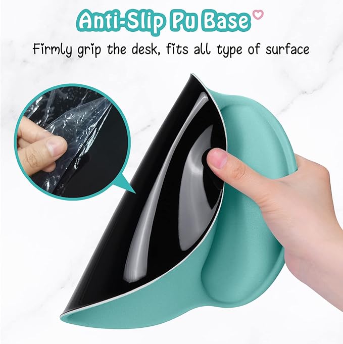 Hsurbtra Ergonomic Mouse Pad with Wrist Rest Support, Gel Mouse Pads with Non-Slip PU Base, Pain Relief Memory Foam Computer Mat, Cute Office Supplies Desk Decro Accessories, Malachite Green