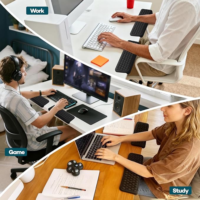 2PCS Desk Elbow Pad, Ergonomic L-Shape Office Elbow Support Pads with Non-Slip Rubber Base & High-Density Foam, Anti-Slip Desk Edge Cushion for Typing, Gaming, and Office Work(Black)