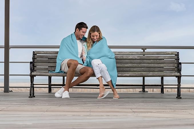 MV Sport Lightweight Sweatshirt Blanket Throw – Warm & Cozy, Breathable Oversized Fleece Knit, Couch, Bed, Travel, Cold Nights, and Outdoors – Soft Light Weight Blanket 54" x 84" Cali Blue