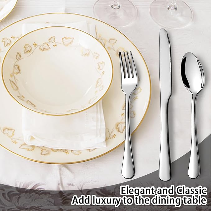 Stainless Steel Flatware Set Forks Knives and Spoons Set For Home and Restaurant Kitchen Cutlery Set Rust Resistant Utensil Sets (80, Silver)