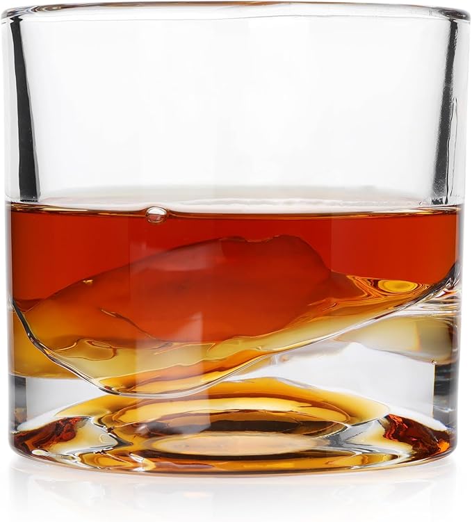 LIITON Yosemite Heavy Crystal Whiskey Glasses Gift Set of 2, Thick Freezable Bourbon Glass 1lb Each, Premium Whiskey Gifts for Men, Frozen Crystal Chills Cocktails, 10 oz