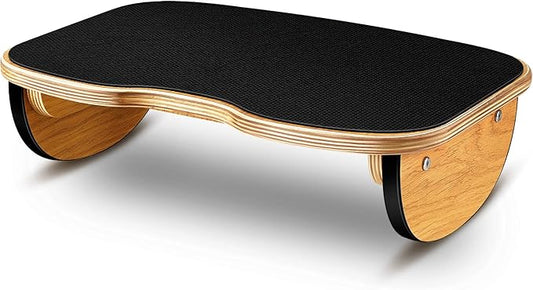 Taiyin Ergonomic Wood Foot Rest for Enhanced Circulation Under Desk Wood Footrest Stool Rocker Balance Board for Supporting Relieving Leg Pressure, Home and Office Use, 15.8 x 11 x 4.3 Inches