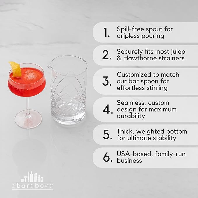 A Bar Above Diamond Cut Cocktail Mixing Glass, Thick Sturdy Glass Beaker, to Mix and Stir Cocktails, Drink Mixer, for Bar Mixing Set, Basic, Professional, or Home Bar Accessories, 18 Oz