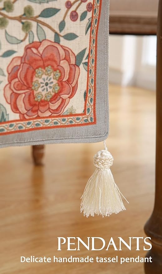 Floral Printed Table Runner for Table,Decorative Linen 87 Inches Long Table Runners,Farmhouse Coffee Decor Tabletop for Kitchen,Dining,Party,Home,Christmas,12"*87"