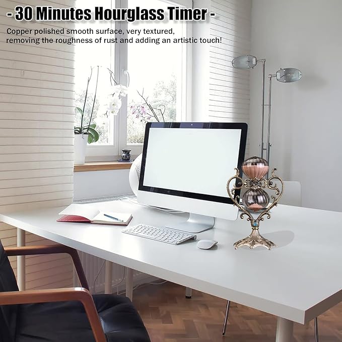 Sanduhr 30 Minuten,Hour Glass,Love Shape Metal Vintage Hourglass,Hourglass Decor,for Home Decoration Office Desk Wedding Party Decor Kitchen Timer (Pink Sand)