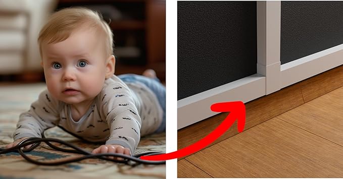 315" Cable Hider, Wire Cover, Cables Raceway for Cord Hide, Long, Large, White and paintable Cords Cover Concealer Conduit Channel, TV, Ethernet Molding Electrical Wires Management Kit