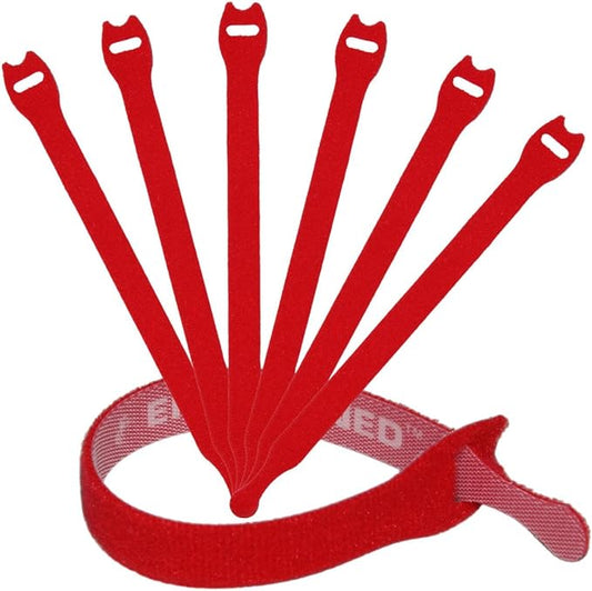 Reusable Cable Ties 1/2" x 8" for Cable Management and Organizing Cords - 30 Pack Bundled with 2 Bonus Cinch Straps (Red)