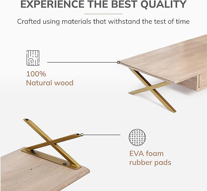 Anji Mountain Monitor Stand - Desktop Organizer & Laptop Riser, Ergonomic Monitor Riser, Space-Saving Monitor Stand for Desk, Durable Construction, Easy Assembly, Ideal for Home & Office,Biscotti