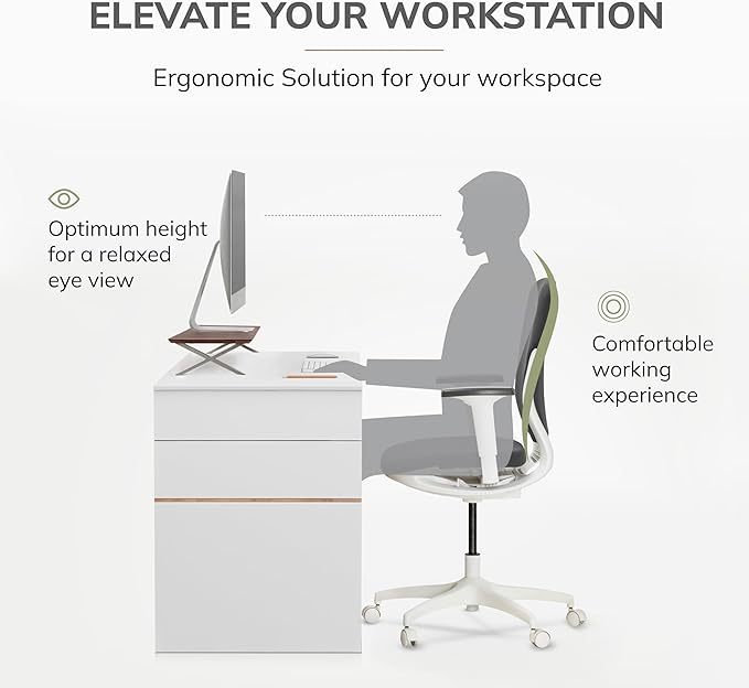 Anji Mountain Monitor Stand - Desktop Organizer & Laptop Riser, Ergonomic Monitor Riser, Space-Saving Monitor Stand for Desk, Durable Construction, Easy Assembly, Ideal for Home & Office,Walnut