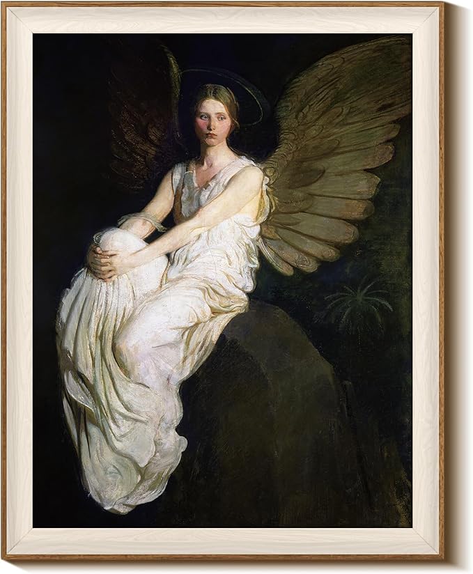 InSimSea Framed Canvas Wall Art Home Decor,Stevenson Angel Vintage America Country Memorial Classical Oil Painting Prints Decorative for Living Room, Bedroom, Office Wall Decor 16X20In