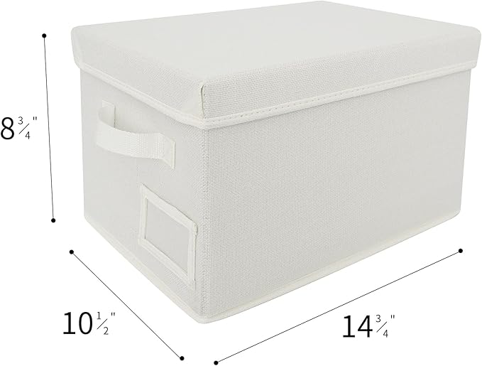 GRANNY SAYS Storage Baskets for Organizing, Linen Closet Shelf Organizers and Storage Containers with Label Holder, Large Storage Bins with Lids for Bedroom, Ivory, 3-Pack