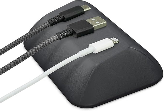 Smartish® Magnetic Cord Holder - Bigger Cable Wrangler Organizer with Magnet Clips for Charger Management on Desktop, Nightstand, or Side Table - Holds 6+ Cables - Black Tie Affair