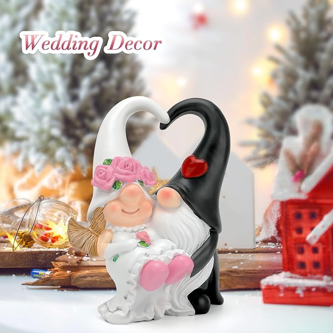 Anniversary Wedding Gifts for Couple - Romantic Wedding Gnomes Decorations, Gifts for Wife Mothers Day Husband Birthday (White)
