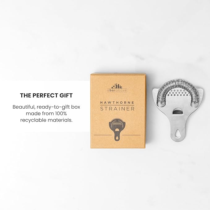 A Bar Above Gold Hawthorne Strainer Cocktail, Stainless Steel Bar Strainer Cocktail, High-Density Spring, Mirrored Gold Finish, Drink Strainer, Cocktail Strainer, for Boston Shakers and Mixing Glasses