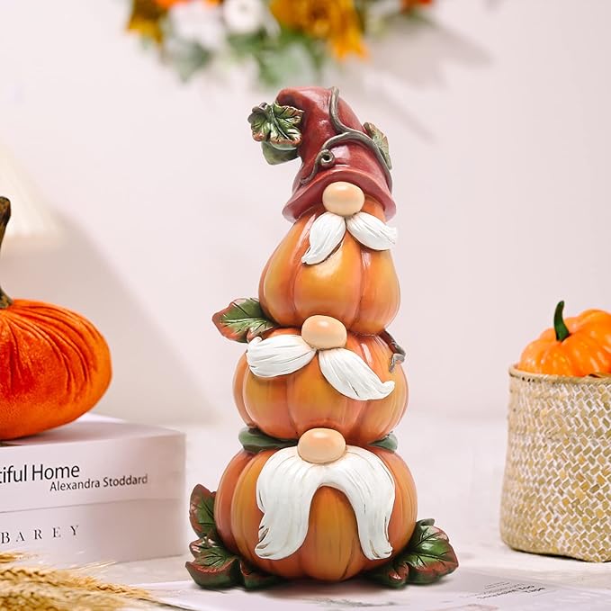 Hodao Fall Thanksgiving Stack Gnome Pumpkin Table Decorations Indoor Creative Thanksgiving centerpieces for Tables