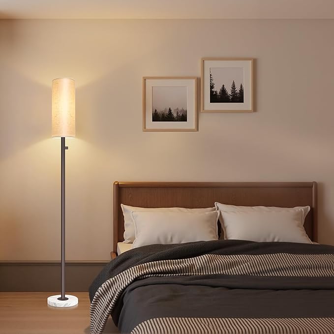 Dimmable Floor Lamp for Living Room,Modern Standing Lamp with Marble Base,LED Bulb Included,Floor Lamps for Bedroom, Living Room,Office,Reading and Kid Room
