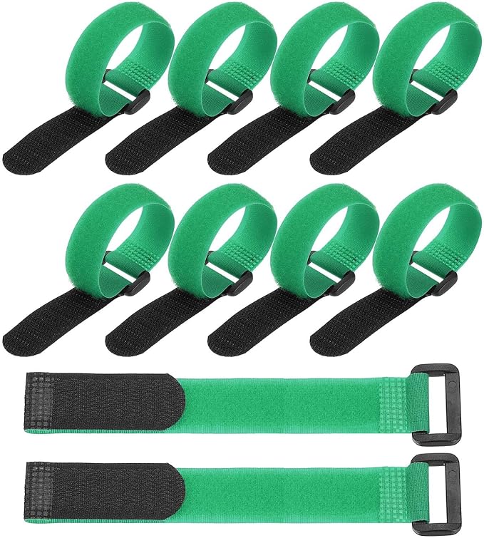 PATIKIL 8 x 0.79 Inch Reusable Cable Ties 10 Pcs Adjustable Hook and Loop Straps Cord Management Wire Wrap Cord Ties Organizer for Home Office Cables, Green