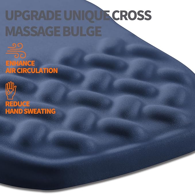 Ergonomic Slope Mouse Pad Wrist Support, Wrist Rest Mousepad for Carpal Tunnel Pain Relief with Massage Bulge and Slow Rebound Memory Foam (12x8 inch, Deep Blue)