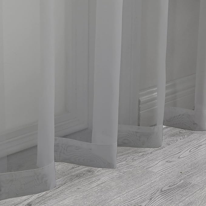 Aiyufeng Charcoal Grey Sheer Curtains 36 Inches Long 2 Panels Set, Short Kitchen Tier Curtains Solid Cafe Bathroom Window Panels, Rod Pocket, 40" Wx36 L