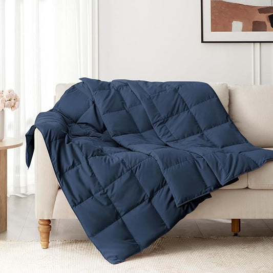 Peace nest Down Throw Blankets for Couch 50x70 Down Blanket for Indoor and Outdoor Throw Blanket use Soft Lightweight Throw Blanket Navy