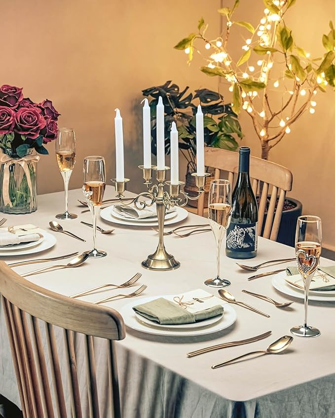 Lemeya 20-Piece Gold Silverware Set for 4,Modern 18/10 Stainless Steel Flatware Set,Luxury Cutlery Set,Unique Utensils Set for Restaurant,Spoons and Forks Set,Mirror Polished,Dishwasher Safe