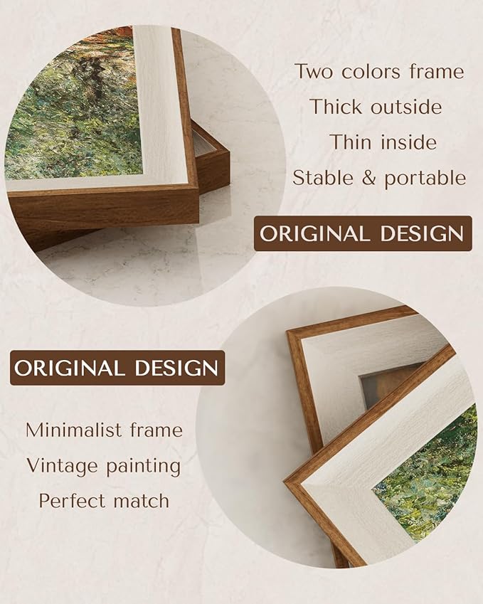 InSimSea Framed Canvas Wall Art Mountain Reflection Decor Vintage Wall Art Mountain Range Nature Wilderness Art Decorative Rustic for Living Room, Bedroom, Office Wall Decor 16x20In