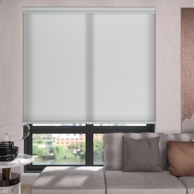 MYshade Top Down Bottom Up（TDBU） Cellular Shades, 1.5 inch Cordless Light Filtering Honeycomb Pleated Blinds for Windows Home Bedroom Office, Light Control, Thermal Insulated, 27" W x 50" H, Gray