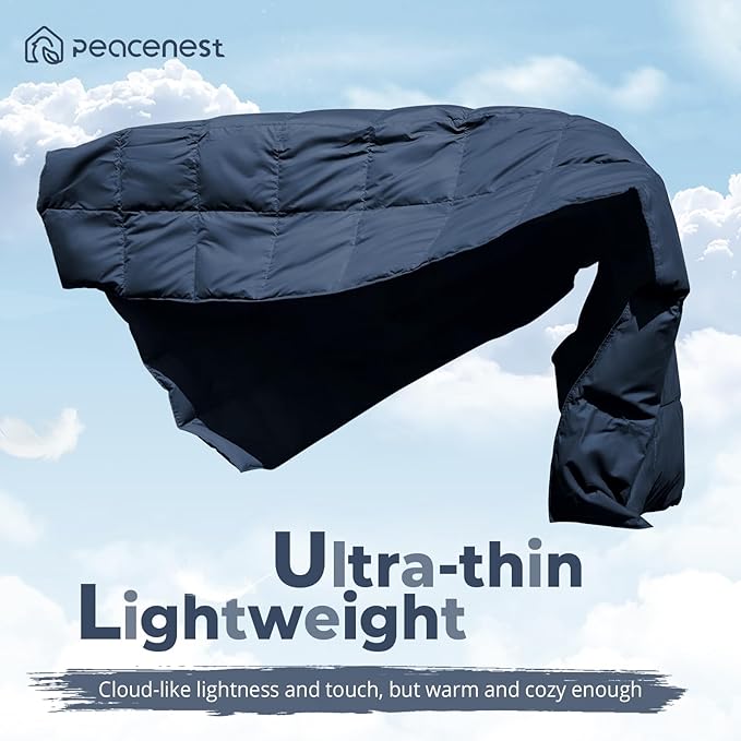 Peace nest Down Throw Blankets for Couch 50x70 Down Blanket for Indoor and Outdoor Throw Blanket use Soft Lightweight Throw Blanket Navy